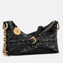 Borsa hobo Dior Diorstar con catena Pelle di vitello stropicciata nera