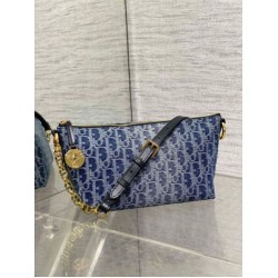 Borsa Dior Diorstar Hobo con catena Blue Denim Oblique Jacquard Borsa Dior Diorstar Hobo con catena Blue Denim Oblique Jacquard