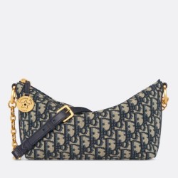 Borsa hobo Dior Diorstar con catena Jacquard blu obliquo