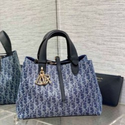Borsa Dior Toujours media Blue Denim Oblique Jacquard