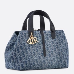 Borsa Dior Toujours media Blue Denim Oblique Jacquard