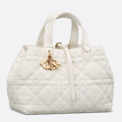 Dior Toujours Grande Borsa Macrocannage Pelle di Vitello Bianca