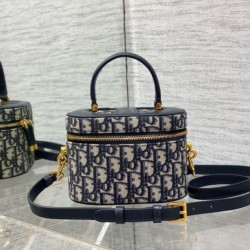 Dior Small CD Signature Vanity Case Blue Oblique Jacquard