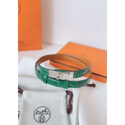 Cintura Hermès Kelly 18 in alligatore lucido color malachite