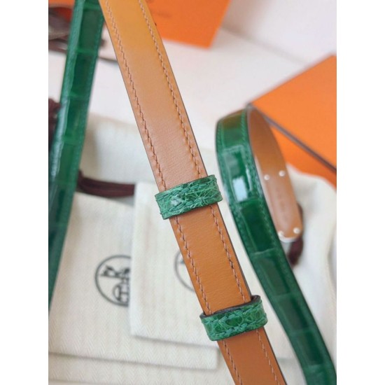 Replica Cintura Hermès Kelly 18 in alligatore lucido color malachite imitazione Falso Replica Cintura Hermès Kelly 18 in alligatore lucido color malachite imitazione Falso