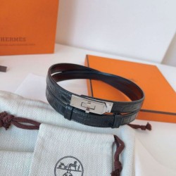 Cintura Hermès Kelly 18 in alligatore nero lucido