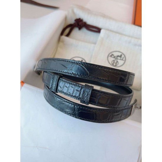 Replica Cintura Hermès Kelly 18 in alligatore nero lucido imitazione Falso Replica Cintura Hermès Kelly 18 in alligatore nero lucido imitazione Falso