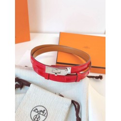 Replica Cintura Hermès Kelly 18 in alligatore rosso lucido imitazione Outlet