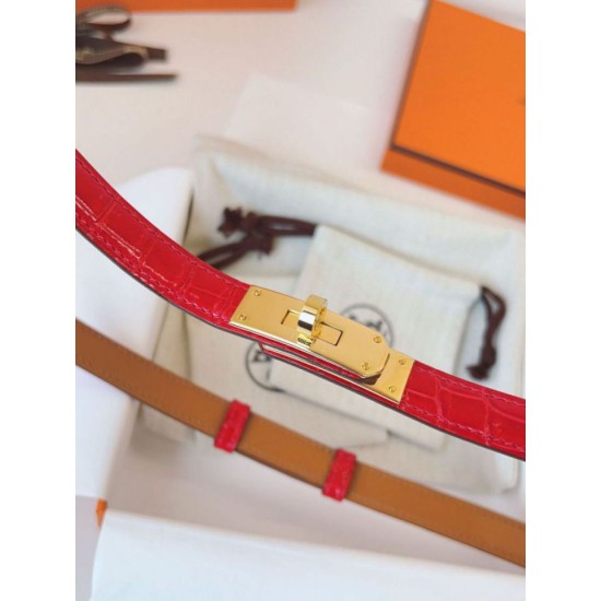 Replica Cintura Hermès Kelly 18 in alligatore rosso lucido imitazione Falso Replica Cintura Hermès Kelly 18 in alligatore rosso lucido imitazione Falso