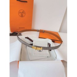 Cintura Hermès Kelly 18 in alligatore lucido color tourterelle