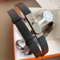 Cintura Hermès Kelly 18 Nera Swift Pelle di vitello