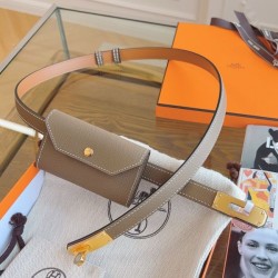 Cintura Hermès Kelly Pocket 18 in vitello Epsom color etoupe