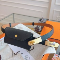 Replica Cintura Hermès Kelly Pocket 18 in vitello Epsom nero imitazione Outlet