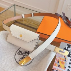 Replica Cintura Hermès Kelly Pocket 18 in vitello Epsom bianco imitazione Outlet