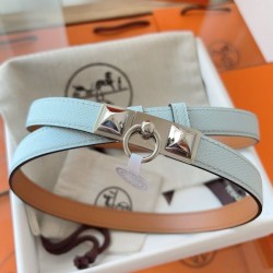Cintura Hermès Rivale 18 in pelle di vitello Epsom Blu Brume