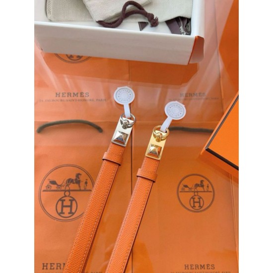 Replica Cintura Hermès Rivale 18 con fibbia Rivale, pelle di vitello Epsom Arancione imitazione Falso