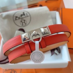 Cintura Hermès Rivale 18 con fibbia Rivale in Epsom rosso Pelle di vitello