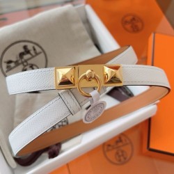 Cintura Hermès Rivale 18 con fibbia Rivale in vitello Epsom bianco