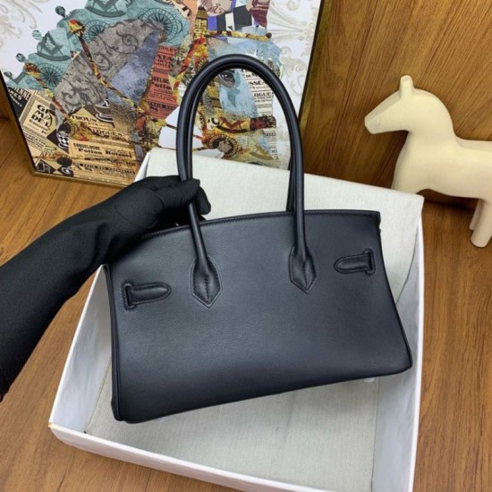 Replica Borsa a spalla Hermès Birkin Light 29 nera in pelle di vitello Swift imitazione Falso Replica Borsa a spalla Hermès Birkin Light 29 nera in pelle di vitello Swift imitazione Falso