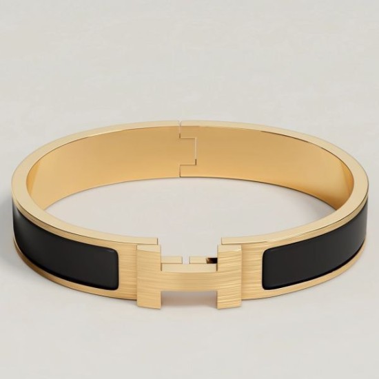 Replica Bracciale Clic HH Hermès in smalto nero imitazione Falso