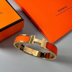 Replica Bracciale Clic HH Hermès in smalto arancione imitazione Outlet