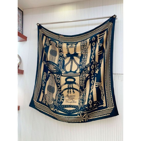 Replica Scialle Hermès Etriers Fantaisie Blu 140 imitazione Falso