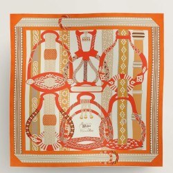 Scialle Hermès Etriers Fantaisie Arancione 140
