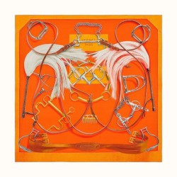 Replica Scialle Hermes Orange Projets Carres 140 imitazione Outlet