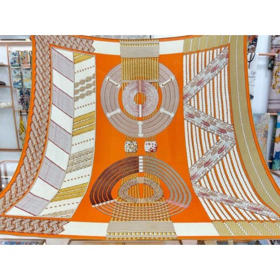 Replica Scialle da dressage Tressage Hermes arancione 140 imitazione Falso Replica Scialle da dressage Tressage Hermes arancione 140 imitazione Falso