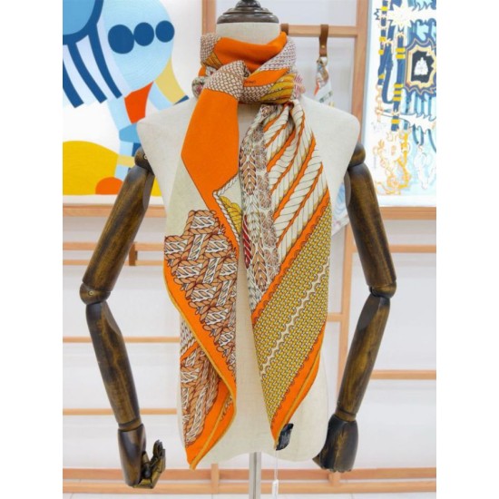 Replica Scialle da dressage Tressage Hermes arancione 140 imitazione Falso Replica Scialle da dressage Tressage Hermes arancione 140 imitazione Falso