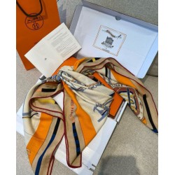 Replica Hermes Beige/Arancione Auto in Equilibrio Scialle 140 imitazione Outlet