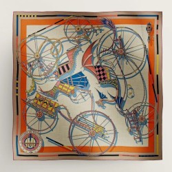 Replica Hermes Beige/Arancione Auto in Equilibrio Scialle 140 imitazione Outlet