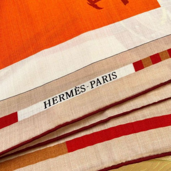 Replica Scialle Hermès Arancione Carriages in Balance 140 imitazione Falso Replica Scialle Hermès Arancione Carriages in Balance 140 imitazione Falso