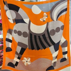 Scialle Hermès Arancione My First Galop 140