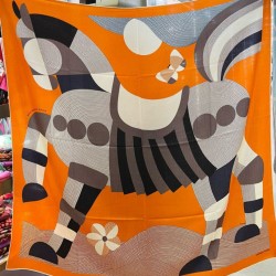 Scialle Hermès Arancione My First Galop 140