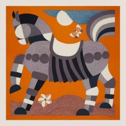 Scialle Hermès Arancione My First Galop 140