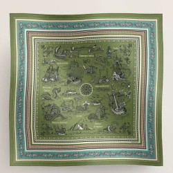 Scialle Hermès Verde Nautical Tattoos Bandana 140