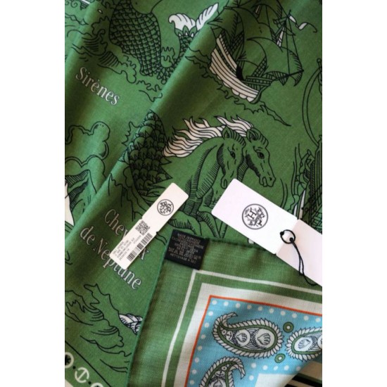 Replica Scialle Hermès Verde Nautical Tattoos Bandana 140 imitazione Falso Replica Scialle Hermès Verde Nautical Tattoos Bandana 140 imitazione Falso