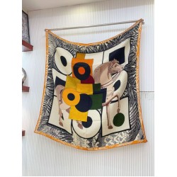Scialle Hermès Cavalier en Formes Nero/Bianco 140