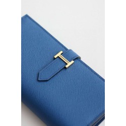 Replica Portafoglio lungo Hermès Bearn fatto a mano in pelle di vitello Epsom blu Francia imitazione Outlet Replica Portafoglio lungo Hermès Bearn fatto a mano in pelle di vitello Epsom blu Francia imitazione Outlet