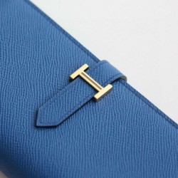 Replica Portafoglio lungo Hermès Bearn fatto a mano in pelle di vitello Epsom blu Francia imitazione Outlet Replica Portafoglio lungo Hermès Bearn fatto a mano in pelle di vitello Epsom blu Francia imitazione Outlet