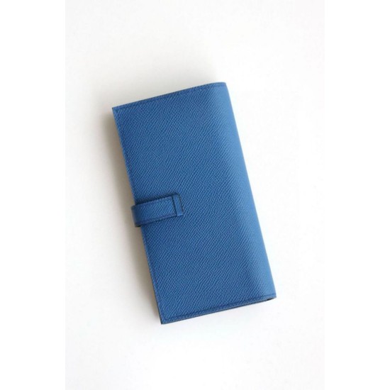 Replica Portafoglio lungo Hermès Bearn fatto a mano in pelle di vitello Epsom blu Francia imitazione Falso Replica Portafoglio lungo Hermès Bearn fatto a mano in pelle di vitello Epsom blu Francia imitazione Falso