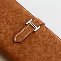Portafoglio lungo Hermès Bearn fatto a mano in pelle di vitello Epsom oro