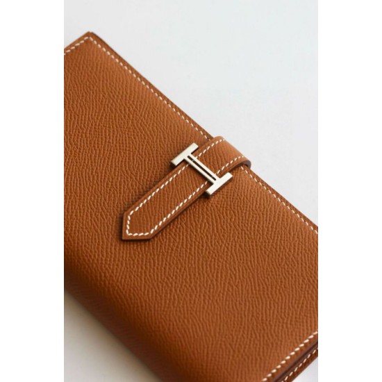 Replica Portafoglio lungo Hermès Bearn fatto a mano in pelle di vitello Epsom oro imitazione Falso Replica Portafoglio lungo Hermès Bearn fatto a mano in pelle di vitello Epsom oro imitazione Falso