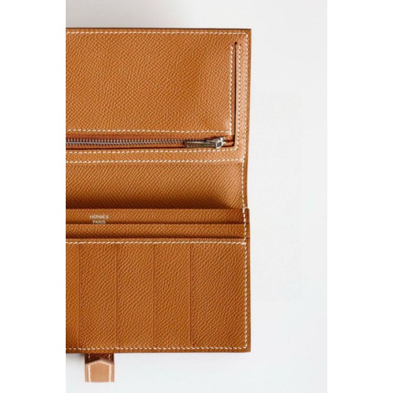 Replica Portafoglio lungo Hermès Bearn fatto a mano in pelle di vitello Epsom oro imitazione Falso Replica Portafoglio lungo Hermès Bearn fatto a mano in pelle di vitello Epsom oro imitazione Falso