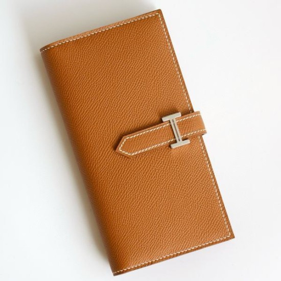 Replica Portafoglio lungo Hermès Bearn fatto a mano in pelle di vitello Epsom oro imitazione Falso Replica Portafoglio lungo Hermès Bearn fatto a mano in pelle di vitello Epsom oro imitazione Falso
