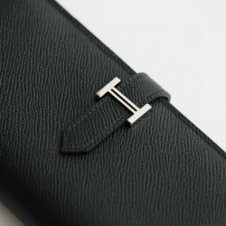 Portafoglio lungo Hermès Bearn fatto a mano in pelle di vitello Epsom nera Portafoglio lungo Hermès Bearn fatto a mano in pelle di vitello Epsom nera