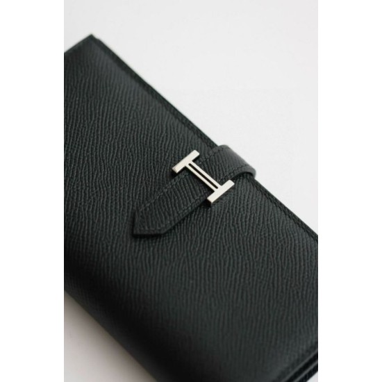 Replica Portafoglio lungo Hermès Bearn fatto a mano in pelle di vitello Epsom nera imitazione Falso Replica Portafoglio lungo Hermès Bearn fatto a mano in pelle di vitello Epsom nera imitazione Falso