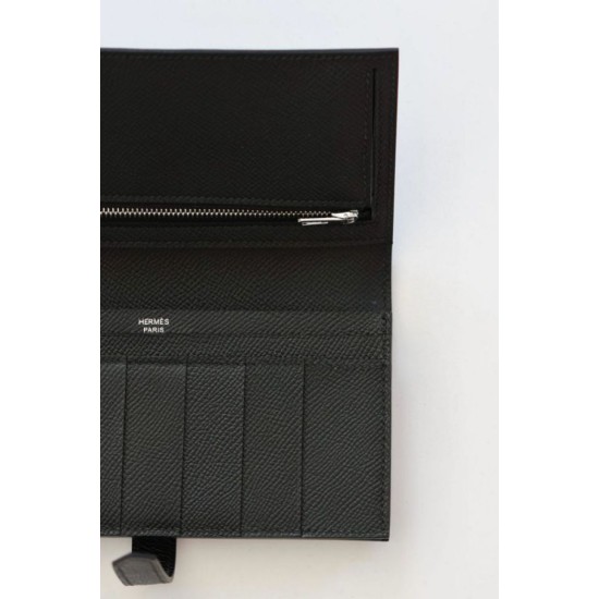 Replica Portafoglio lungo Hermès Bearn fatto a mano in pelle di vitello Epsom nera imitazione Falso Replica Portafoglio lungo Hermès Bearn fatto a mano in pelle di vitello Epsom nera imitazione Falso