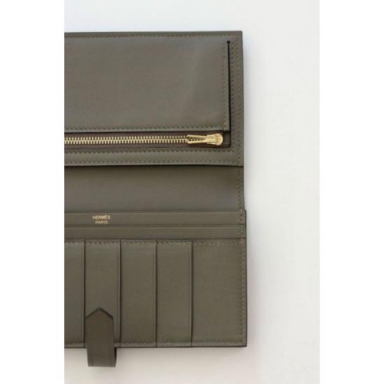 Replica Portafoglio Hermes Bearn lungo fatto a mano Etain Swift in pelle di vitello imitazione Falso Replica Portafoglio Hermes Bearn lungo fatto a mano Etain Swift in pelle di vitello imitazione Falso